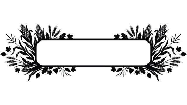 Harvest corn and wheat border frame. Decorative autumn label with seasonal crop elements.