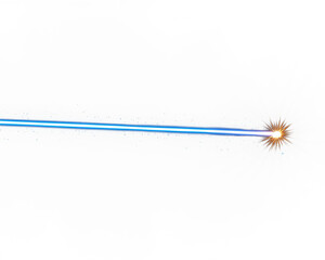 Obraz premium Bright blue light streak with an explosion-like energy source against a dark backdrop