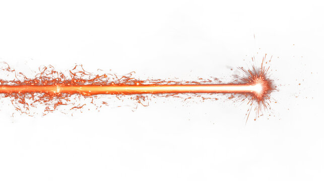 Glowing orange beam with sparking particles emanating from a bright point against black