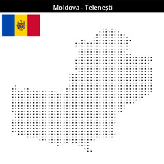 Obraz premium Map of Moldova region Telenești in small size dots