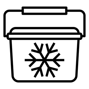 Bolsa de refrigerador. Bolsa para congelador port&aacute;til. Refrigerador de mano. Icono con dibujo sencillo con l&iacute;neas de una nevera port&aacute;til con el s&iacute;mbolo de una estrella de fr&iacute;o 