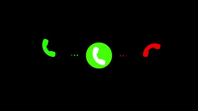 Incoming and Outgoing Phone Call User Interface Animation with Calling Timer and Call Icons Isolated on Dark, White, and Green Screen Chroma Key Backgrounds