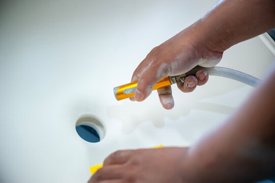 Use a flush gun to flush the water tank.
