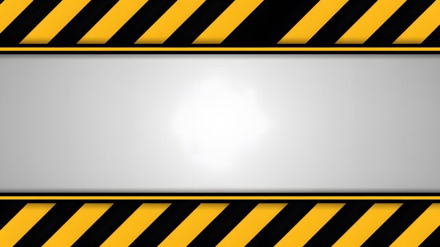Abstract industrial frame with yellow and black hazard warning stripes and grey center area