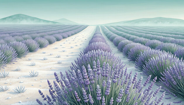 Lavender Fields in the French Countryside: Serene Landscape Photography for Travel, Nature, and Wellness