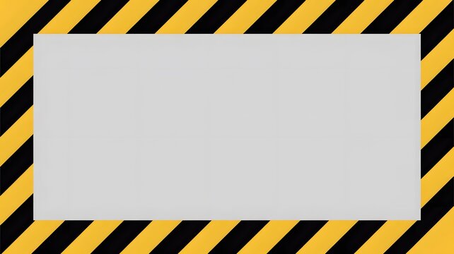 Black and yellow diagonal striped warning frame border design
