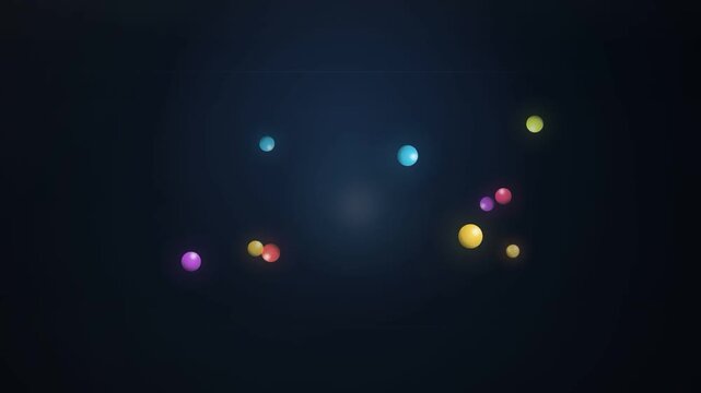 A dark background with several small, colorful, glowing orbs floating in a nebulous pattern