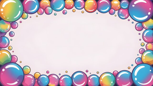 Colorful glossy bubble frame border with shiny circles