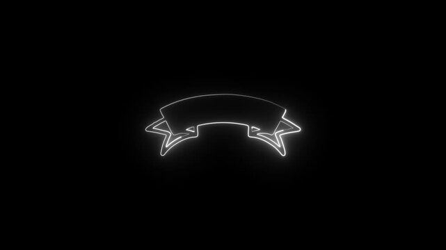 Blank Ribbon Banner Animation with Glowing Lines on Black Background