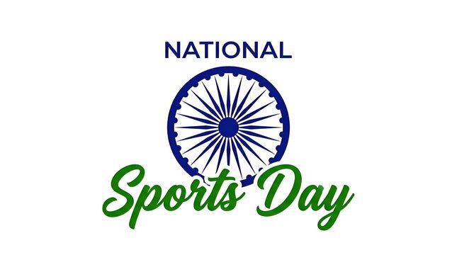 National sports day logo design with ashoka chakra and typography, national
