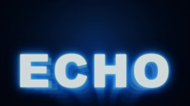 The word ECHO glows with a neon blue light against a dark, blurred background, creating a mystical and futuristic aura.