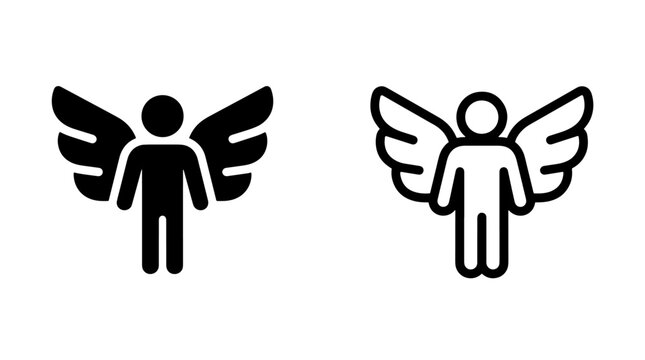 Guardian angel figure icon in solid and outline styles