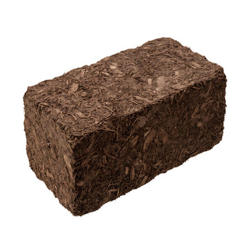 Isolated Growing Medium, Compressed coco coir block isolated on transparent background