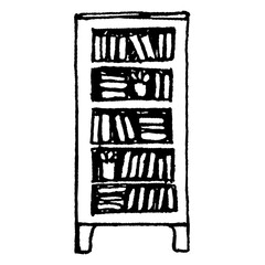 pencil sketch on transparent background - bookshelf © Marcella