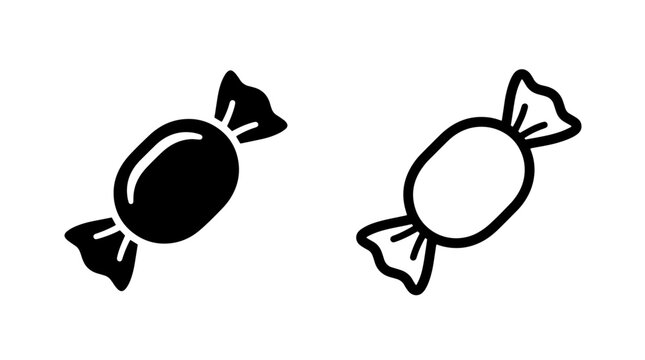Hard candy silhouette and outline icons with silhouette