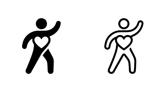 Healthy lifestyle person icon set with heart symbol