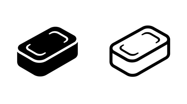 Bar soap icon set solid and outline style with cleaning
