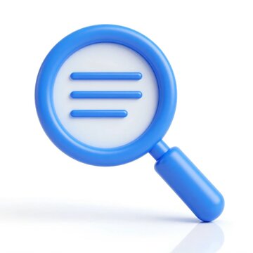 3D Blue Magnifying Glass Examining Document Paper Modern Search and Research Icon