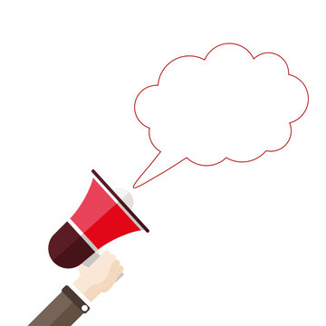 Flat Hand Bullhorn Speech Bubble Cloud Transparent