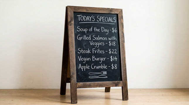 Chalkboard Menu Displaying Today's Specials in Restaurant