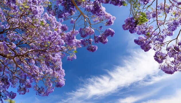 Flowering Jacaranda Branches On The Sky Background
