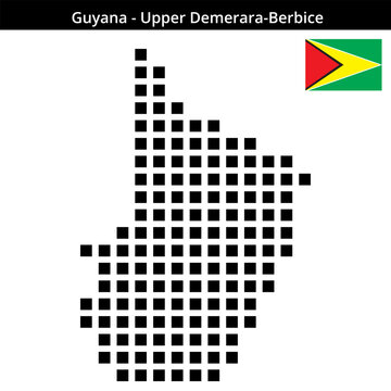 Map of Guyana region Upper-Demerara-Berbice in larger square dots