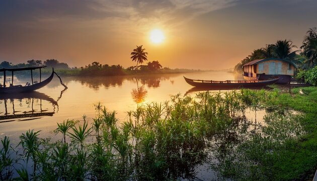 Alleppey Backwaters On Sunrise