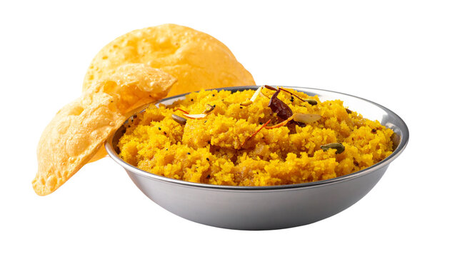 delicious food, halwa puri, desi breakfast, isolated on transparent background