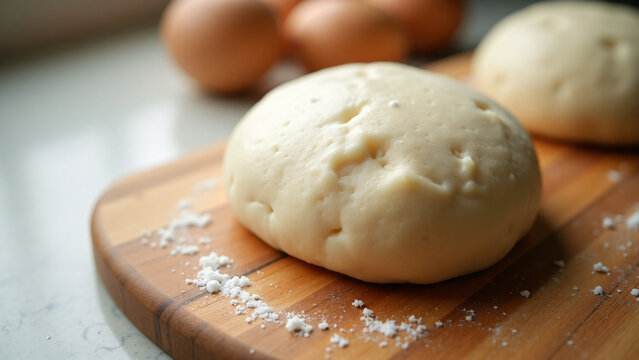Dough Ball on Wooden Surface for Marketing Text