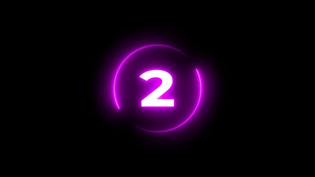 5 seconds countdown timer animation, 5-0 counting down seconds neon numbe r animation on blackground.
