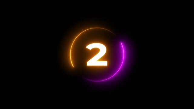5 seconds countdown timer animation, 5-0 counting down seconds neon number.4 k animation .