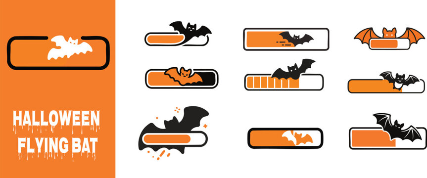Halloween Bat Loading Progress Bar Flat Icon