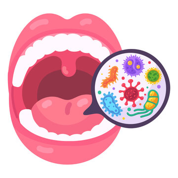 Oral cavity magnified human mouth reveals diverse bacteria and viruses impacting dental hygiene
