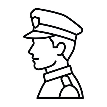 Police officer avatar profile line art icon with enforcement security authority government