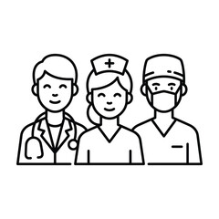 Fototapeta premium Medical professional team avatar icon set with hospital healthcare professionals medicine