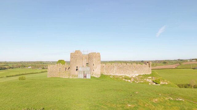 Renovation of Castle Roche Louth Ireland drone shot