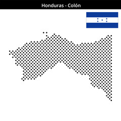 Fototapeta premium Map of Honduras region Colón in medium sized cross shaped dots