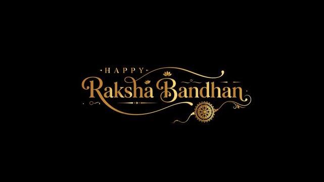 Happy Raksha Bandhan Golden Text Animation on Black Background.