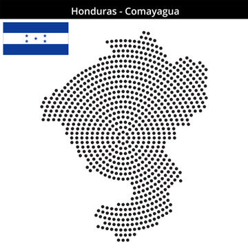 Map of Honduras region Comayagua in concentric medium dots