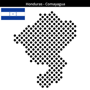 Map of Honduras region Comayagua in larger cross shaped dots