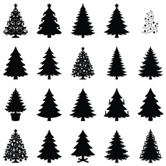 Obraz premium Elegant christmas tree silhouettes featuring classic and contemporary holiday design styles