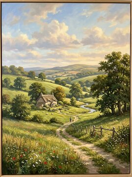 Countryside cottage landscape