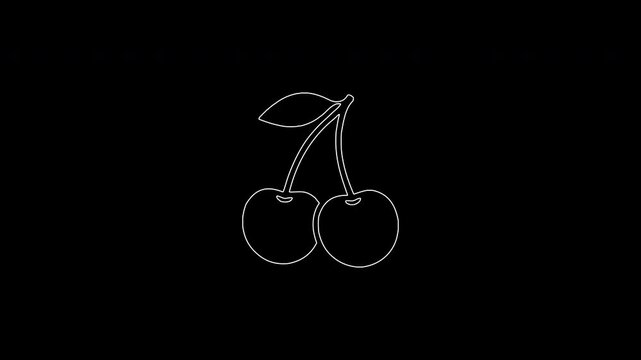 Animated single continuous line drawing of cherry fruit