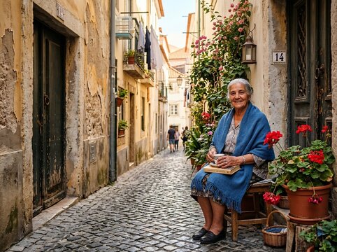 Elderly woman alley