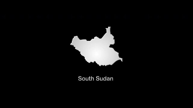 South sudan map appearing from a digital glitch