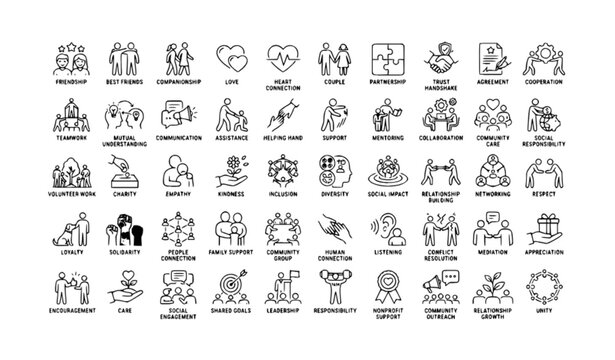 Care Love Healthcare and Professional Outline Icons Vector Set