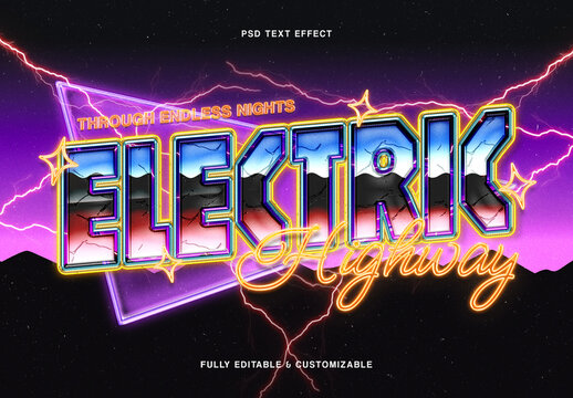 Retro Neon Chrome Text Effect