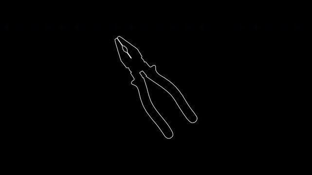 Animated drawing pliers tool illustration appearing