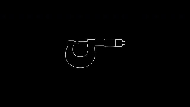 Animated micrometer caliper drawing illustration on black background