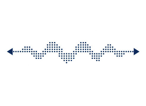 Dark blue dotted wave line with arrows on both sides